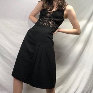 Vintage 90s Black Pleated Maxi or Midi Skirt